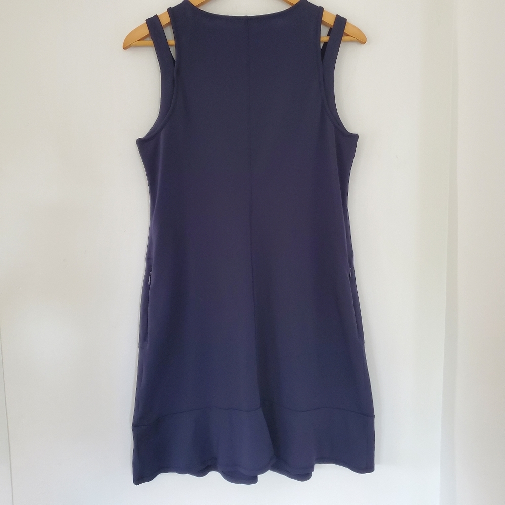 J. JILL FIT sz MP Sleeveless Knit Sport Dress Navy Blue Nylon Spandex Athleisure - Picture 9 of 13